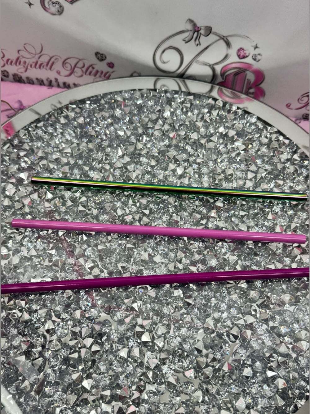 3 Corkcicle straws Metallic Multicolor Reusable metal Green, Pink, Purple